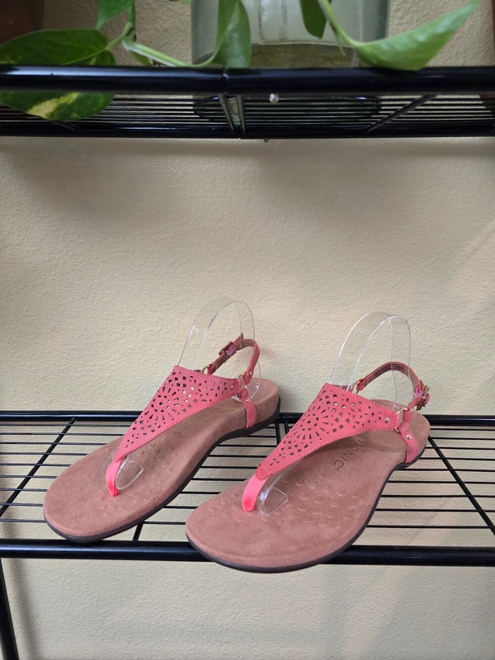 Vionics Kirra Orange Floral Backstrap Orthotic Arch Support Sandals Size 8.5